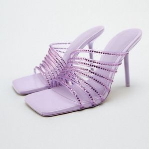 ZARA RHINESTONE VINYL HIGH HEEL SANDALS